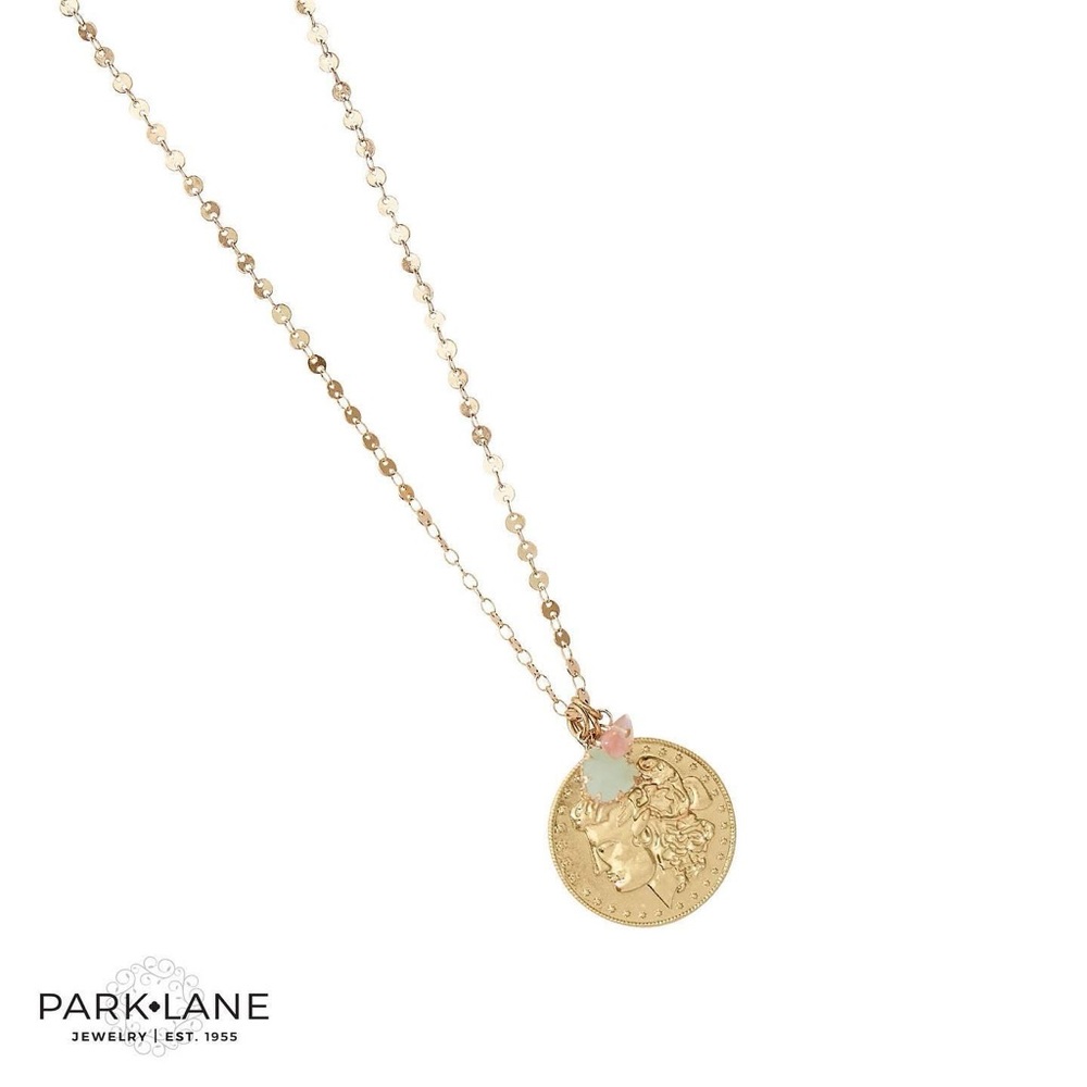 Park Lane Gold Coin Necklace with Pastel Accents